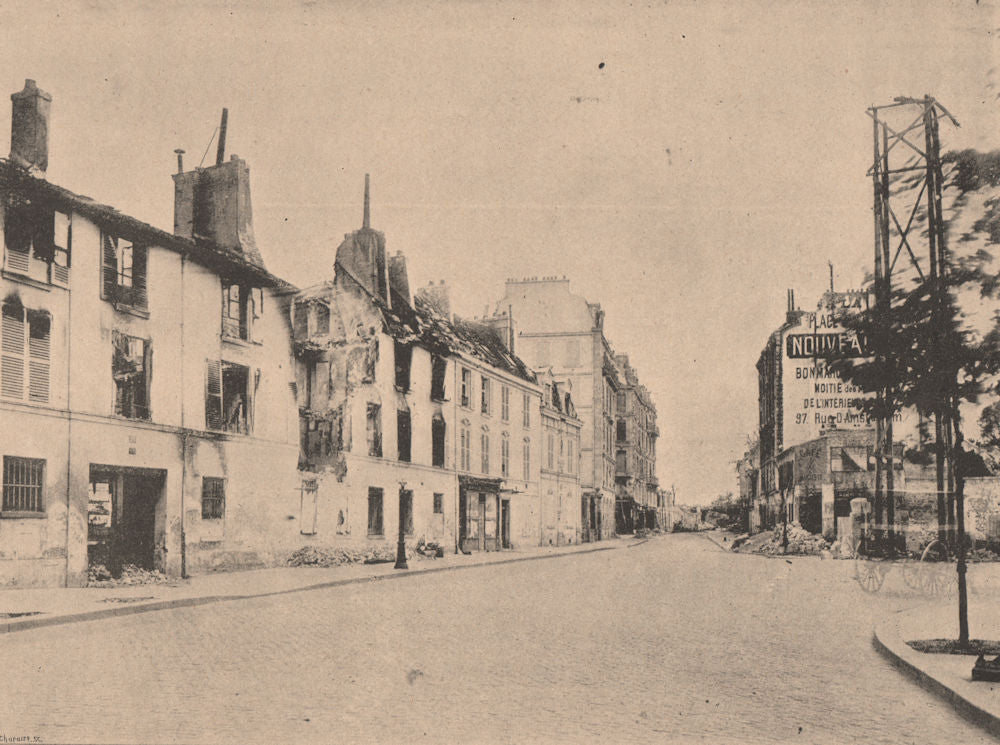 PARIS COMMUNE 1871. Route d'Asnières à Clichy. Hauts-de-Seine c1873 old print